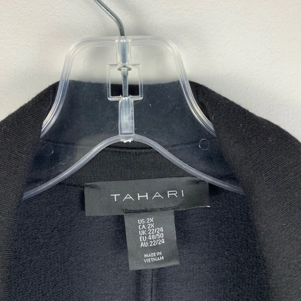 Tahari Black Button Front Knit Collared Plus Size Blazer Cardigan Jacket 2X Plus - Picture 3 of 5